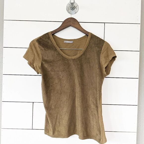 Zara WB Collection Tan Faux Suede T-Shirt Small - Picture 1 of 8